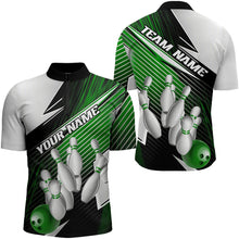 Load image into Gallery viewer, Black And Green Custom Bowling Team Shirts For Men, Bowling Tournament Bowling League Shirt IPHW7937