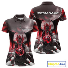 Load image into Gallery viewer, Custom Red Thunder Lightning Dragon Bowling Polo Shirts For Women, Team Uniform IPHW9103