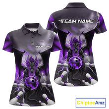 Load image into Gallery viewer, Custom Purple Thunder Lightning Dragon Bowling Polo Shirts For Women, Team Uniform IPHW9104