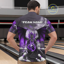 Load image into Gallery viewer, Custom Purple Thunder Lightning Dragon Bowling Quarter-Zip Shirts For Men, Team Uniform IPHW9104
