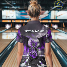 Load image into Gallery viewer, Custom Purple Thunder Lightning Dragon Bowling Women Quarter-Zip Shirts, Team Uniform IPHW9104