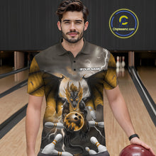 Load image into Gallery viewer, Custom Yellow Thunder Lightning Dragon Bowling Polo Shirts For Men, Team Uniform IPHW9105