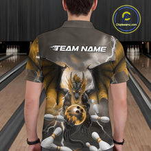 Load image into Gallery viewer, Custom Yellow Thunder Lightning Dragon Bowling Polo Shirts For Men, Team Uniform IPHW9105