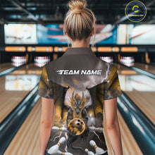 Load image into Gallery viewer, Custom Yellow Thunder Lightning Dragon Bowling Polo Shirts For Women, Team Uniform IPHW9105