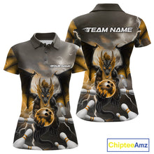 Load image into Gallery viewer, Custom Yellow Thunder Lightning Dragon Bowling Polo Shirts For Women, Team Uniform IPHW9105