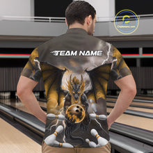Load image into Gallery viewer, Custom Yellow Thunder Lightning Dragon Bowling Quarter-Zip Shirts For Men, Team Uniform IPHW9105