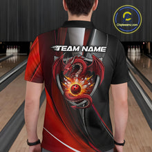 Load image into Gallery viewer, Custom Black And Red Dragon Bowling Polo Shirts For Men, Dragon Bowling Jersey IPHW9342
