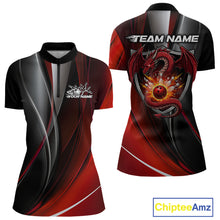 Load image into Gallery viewer, Custom Black And Red Dragon Bowling Quarter-Zip Shirts For Women, Dragon Bowling Jersey IPHW9342