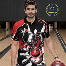 Load image into Gallery viewer, Custom Black And Red Dragon Bowling Men Polo Shirts, Dragon Bowling Team Jerseys IPHW9108