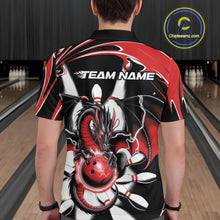 Load image into Gallery viewer, Custom Black And Red Dragon Bowling Men Polo Shirts, Dragon Bowling Team Jerseys IPHW9108