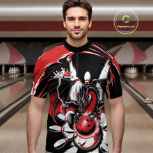 Load image into Gallery viewer, Custom Black And Red Dragon Bowling Men Quarter-Zip Shirts, Dragon Bowling Team Jerseys IPHW9108