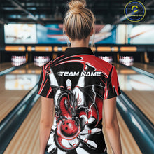 Load image into Gallery viewer, Custom Black And Red Dragon Bowling Women Quarter-Zip Shirts, Dragon Bowling Team Jerseys IPHW9108