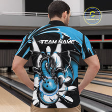 Load image into Gallery viewer, Custom Black And Blue Dragon Bowling Men Quarter-Zip Shirts, Dragon Bowling Team Jerseys IPHW9109