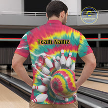 Load image into Gallery viewer, Custom Colorful Tie Dye Bowling Quarter-Zip Shirts For Men, Rainbow Bowling Outfit IPHW9116