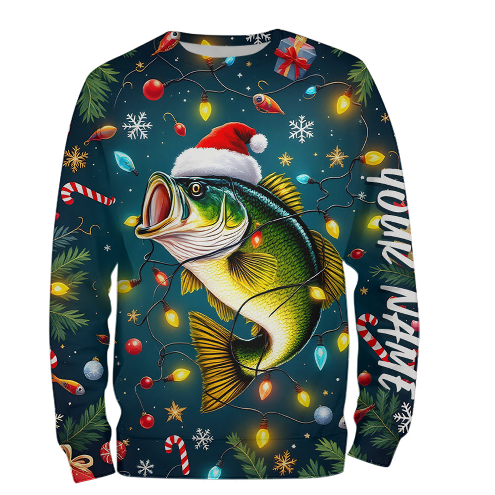 Custom Christmas Largemouth Bass Fishing Shirts, Xmas Bass Fishing Shirt For Men, Women And Kid IPHW7974