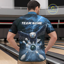 Load image into Gallery viewer, Custom Blue Thunder Lightning Eagle Bowling Quarter-Zip Shirts For Men, Eagle Bowling Jerseys IPHW9367