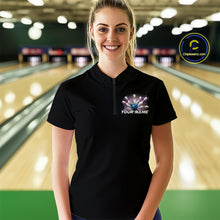 Load image into Gallery viewer, Custom Blue And Purple Bowling Team Women Quarter-Zip Shirts, Bowling League Shirt IPHW9368