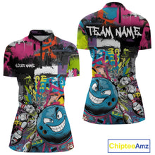 Load image into Gallery viewer, Custom Funny Graffity Colorful Bowling Women Quarter-Zip Shirts, Bowling Tournament Shirt IPHW9382