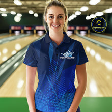 Load image into Gallery viewer, Custom Black And Blue Bowling Jerseys, Women Bowling Polo Shirt Team Uniform IPHW9390