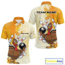Load image into Gallery viewer, Custom Funny Yellow Thanksgiving Turkey Bowling Team Men Polo Shirts, Bowling Jerseys IPHW9768