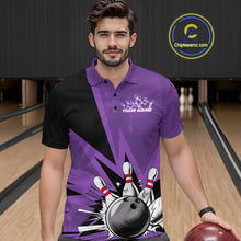Load image into Gallery viewer, Custom Purple Bowling Jerseys, Bowling Team Men Polo Shirts Bowling League Shirt IPHW9391