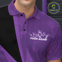 Load image into Gallery viewer, Custom Purple Bowling Jerseys, Bowling Team Men Polo Shirts Bowling League Shirt IPHW9391