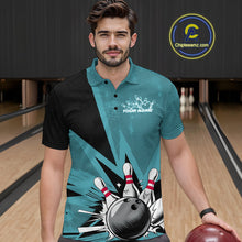 Load image into Gallery viewer, Custom Blue Bowling Jerseys, Bowling Team Men Polo Shirts Bowling League Shirt IPHW9393