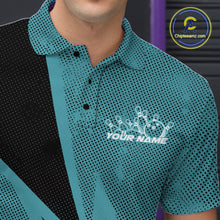 Load image into Gallery viewer, Custom Blue Bowling Jerseys, Bowling Team Men Polo Shirts Bowling League Shirt IPHW9393