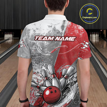Load image into Gallery viewer, Custom Grunge Red Bowling Polo Shirts For Men, Distressed Vintage Bowling Team Shirts IPHW9550