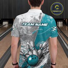Load image into Gallery viewer, Custom Grunge Blue Bowling Polo Shirts For Men, Distressed Vintage Bowling Team Shirts IPHW9551