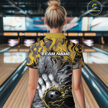 Load image into Gallery viewer, Custom Yellow Fame Bowling Team Quarter-Zip Shirts For Women, Fire Bowling Jerseys IPHW9562