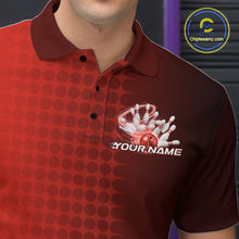 Load image into Gallery viewer, Custom Red Flame Bowling Polo Shirts For Men, Bowling Tournament Team Shirt IPHW9408