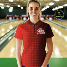 Load image into Gallery viewer, Custom Red Flame Bowling Women Quarter-Zip Shirts, Bowling Tournament Team Shirt IPHW9408