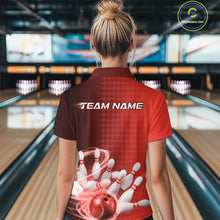 Load image into Gallery viewer, Custom Red Flame Bowling Women Quarter-Zip Shirts, Bowling Tournament Team Shirt IPHW9408