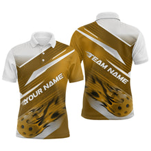 Load image into Gallery viewer, Custom Yellow Flame Pickleball Polo Shirts For Men, Fire Pickleball Jerseys Team Uniform IPHW9414
