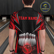 Load image into Gallery viewer, Custom Black And Red Bowling Team Jerseys, Bowler Uniform Bowling Polo Shirts For Men IPHW9283