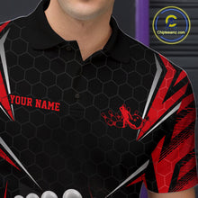 Load image into Gallery viewer, Custom Black And Red Bowling Team Jerseys, Bowler Uniform Bowling Polo Shirts For Men IPHW9283
