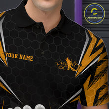 Load image into Gallery viewer, Custom Black And Yellow Bowling Team Jerseys, Bowler Uniform Bowling Polo Shirts For Men IPHW9286