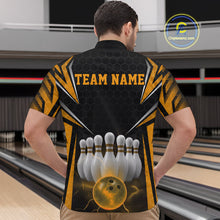Load image into Gallery viewer, Custom Black And Yellow Bowling Team Jerseys, Bowler Uniform Bowling Quarter-Zip Shirts For Men IPHW9286