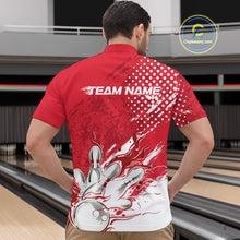 Load image into Gallery viewer, Custom White And Red Bowling Team Quarter-Zip Shirts For Men, Flame Bowling Jerseys Team Shirt IPHW9618