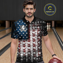 Load image into Gallery viewer, Custom Patriotic US Flag Bowling Men Polo Team Shirts, American Bowling League Shirt IPHW9325