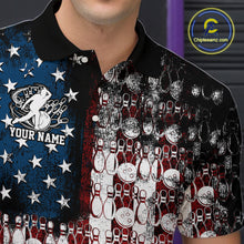 Load image into Gallery viewer, Custom Patriotic US Flag Bowling Men Polo Team Shirts, American Bowling League Shirt IPHW9325