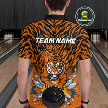 Load image into Gallery viewer, Custom Black And Orange Tiger Print Bowling Polo Team Shirts For Men, Bowling Jerseys IPHW9091