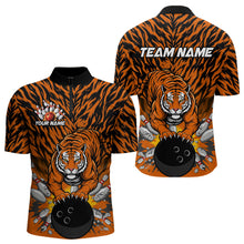 Load image into Gallery viewer, Custom Black And Orange Tiger Print Bowling Quarter-Zip Team Shirts For Men, Bowling Jerseys IPHW9091