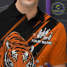 Load image into Gallery viewer, Custom Tiger Bowling Team Polo Shirts For Men, Bowling Tournament Outfit IPHW9096