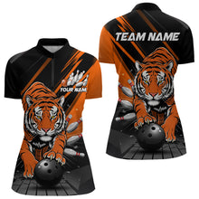 Load image into Gallery viewer, Custom Tiger Bowling Team Quarter-Zip Shirts For Women, Bowling Tournament Outfit IPHW9096