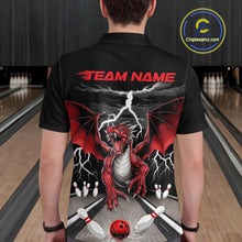 Load image into Gallery viewer, Custom Red Dragon On The Lane Bowling Polo Shirts For Men, Dragon Bowling Team Shirt IPHW9101
