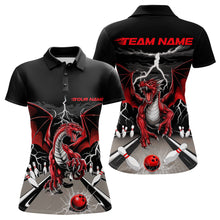 Load image into Gallery viewer, Custom Red Dragon On The Lane Bowling Polo Shirts For Women, Dragon Bowling Team Shirt IPHW9101