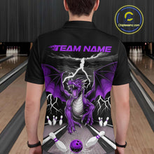 Load image into Gallery viewer, Custom Purple Dragon On The Lane Bowling Polo Shirts For Men, Dragon Bowling Team Shirt IPHW9102