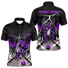 Load image into Gallery viewer, Custom Purple Dragon On The Lane Bowling Polo Shirts For Men, Dragon Bowling Team Shirt IPHW9102